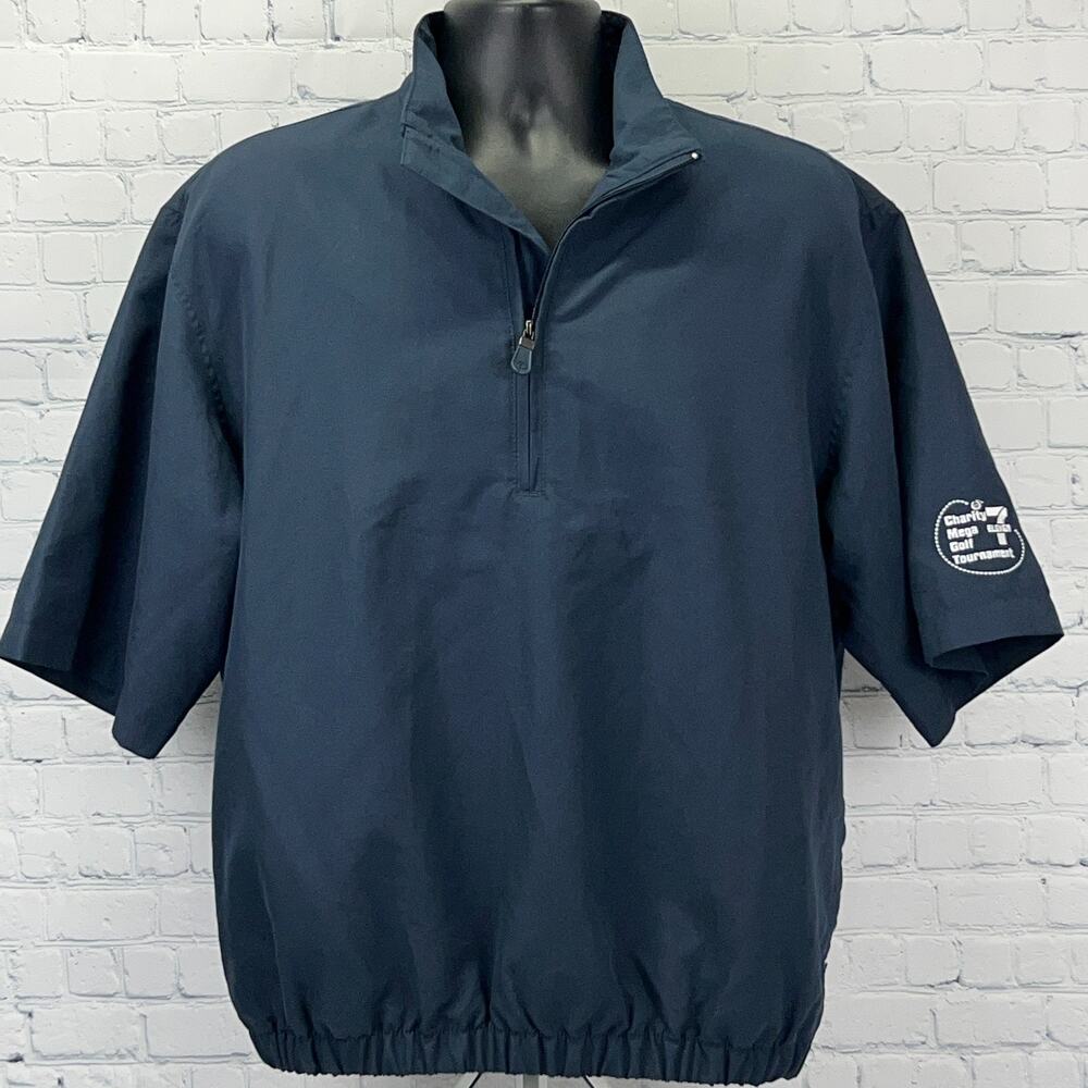 Vintage 7-Eleven Charity Mega Golf Tournament Jacket L Large Blue Short Sleeve